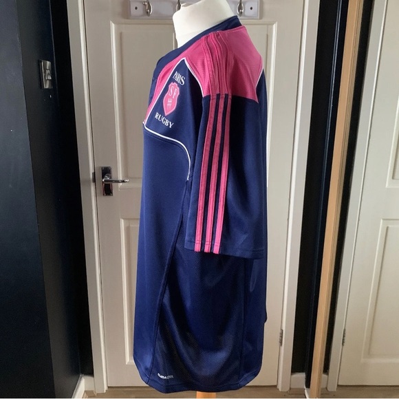 Adidas Paris SF Rugby Jersey Size 2XL Ladies Navy Blue Pink Climacool Logo - Picture 6 of 10